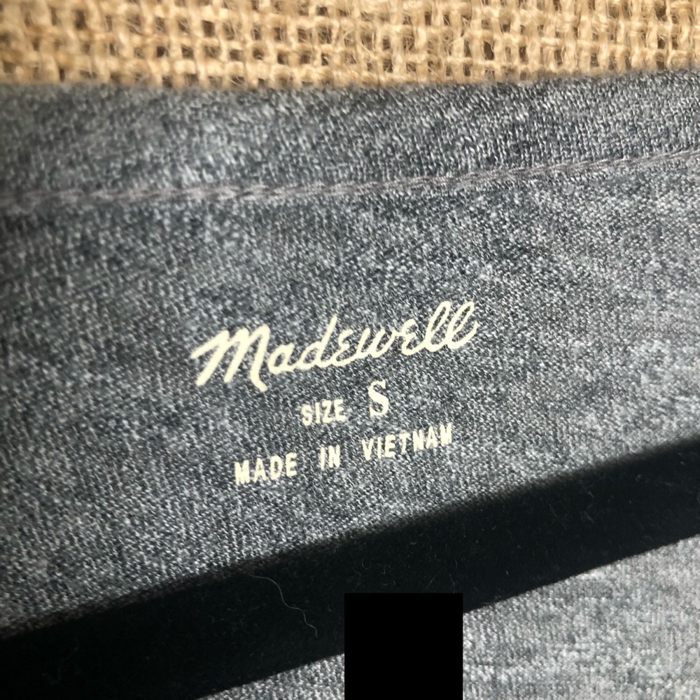 Madewell S Gray Top V Neck Short Sleeve Shirt - Picture 3 of 4